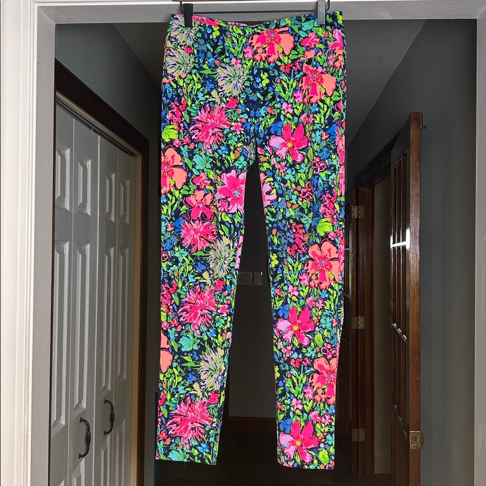 Lilly Pulitzer Luxletic Active Athletic Golf Pants Sz 4 Colorful Floral Print